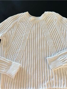 Vince Cream Cable Ribbed Crewneck Sweater